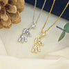 Women's Sweet Style Titanium Steel And Copper Necklace With Cute Bear Pendant Real Gold Plated For Allmatch Fashion