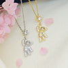 Women's Sweet Style Titanium Steel And Copper Necklace With Cute Bear Pendant Real Gold Plated For Allmatch Fashion