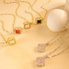 Women's Sweet Style Titanium Steel And Copper Necklace With Fourleaf Clover Pattern And Real Gold Plating Treatment