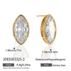 Women's Teardrop Geometric Zircon Earrings In Stainless Steel With Titanium Steel Posts And Pvd Gold Plating