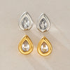 Women's Teardrop Geometric Zircon Earrings In Stainless Steel With Titanium Steel Posts And Pvd Gold Plating