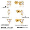 Women's Teardrop Geometric Zircon Earrings In Stainless Steel With Titanium Steel Posts And Pvd Gold Plating