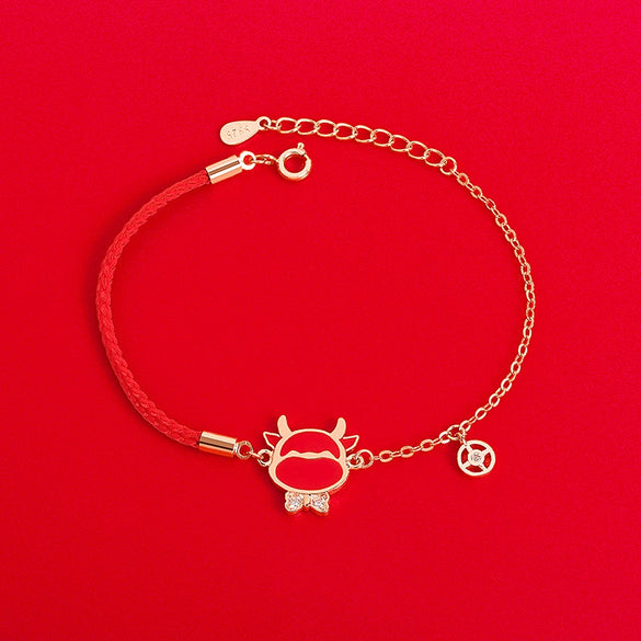 Women's Temperaturesensitive Colorchanging S925 Sterling Silver Animals Zodiac Woven Bracelet With Electroplating