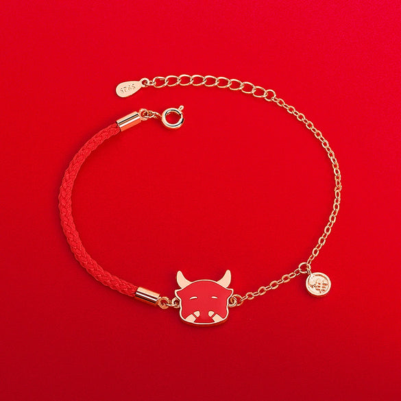 Women's Temperaturesensitive Colorchanging S925 Sterling Silver Woven Bracelet With Animals And Zodiac Pattern And Electroplating Treatment