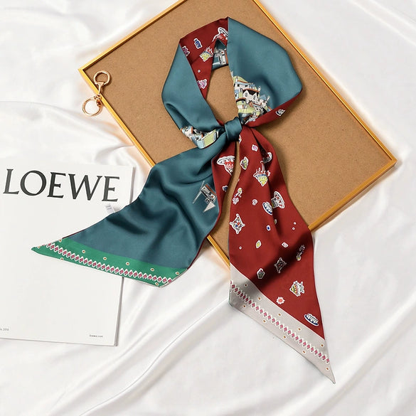 Women's Thin Long Narrow Polyester Printed Decorative Scarf Elegant All Match Fashion Neck Scarf For Spring Summer