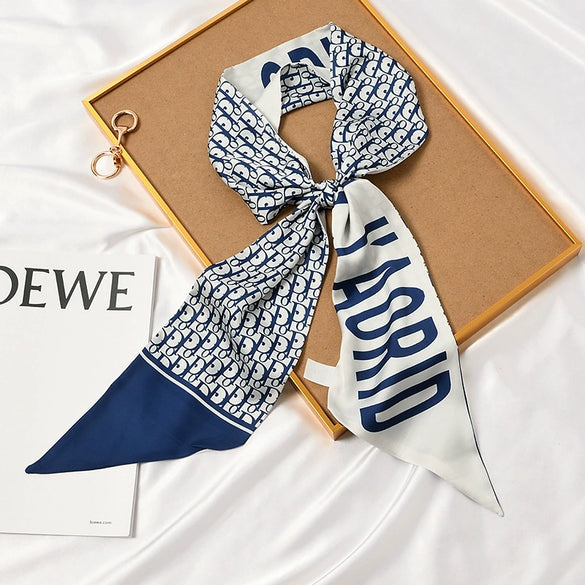 Women's Thin Long Narrow Polyester Printed Decorative Scarf Elegant All Match Fashion Neck Scarf For Spring Summer