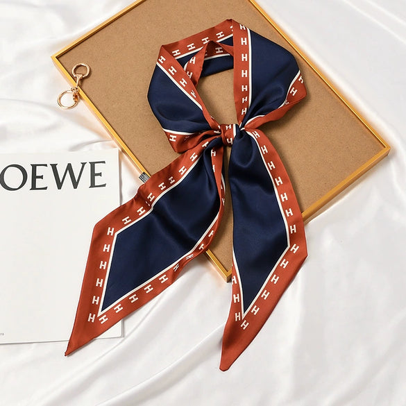 Women's Thin Long Narrow Polyester Printed Decorative Scarf Elegant All Match Fashion Neck Scarf For Spring Summer