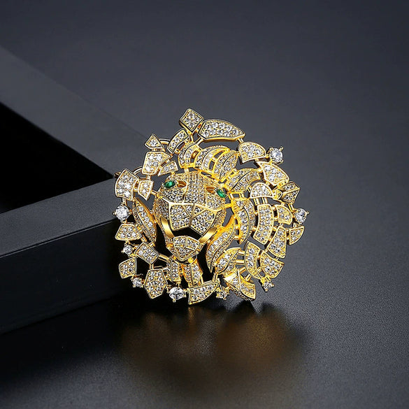 Women's Three Dimensional Lion Brooch Electroplated Copper Cartoon Animal Jewelry Accessory For Clothing Wholesale Fashion Gift