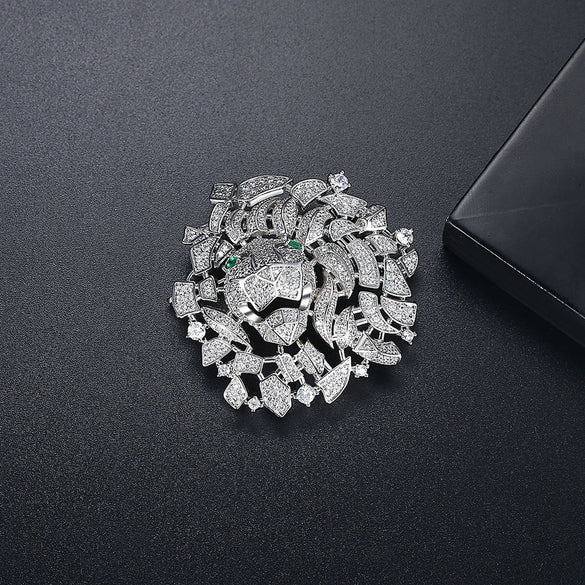 Women's Three Dimensional Lion Brooch Electroplated Copper Cartoon Animal Jewelry Accessory For Clothing Wholesale Fashion Gift