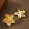 Women's Three Dimensional Metallic Floral Earrings With Eco Friendly Electroplated Finish Elegant Botanical Jewelry For Everyday Wear