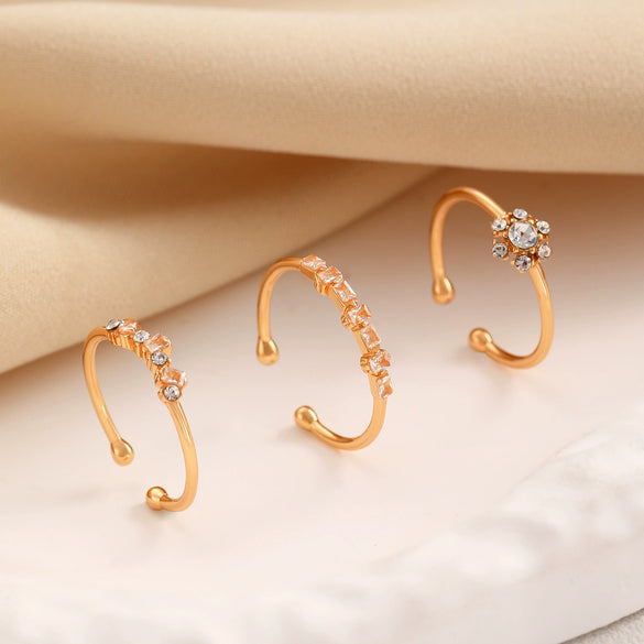 Women's Three Piece Ring Set Copper Geometric Electroplated Jewelry