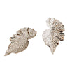 Women's Threedimensional Leaf Statement Earrings Electroplated Iron Alloy With Carved Botanical Design And Stainless Steel Ear Posts