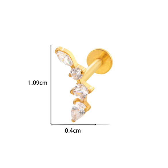 Women's Titanium Alloy Flower Pattern Electroplated Cartilage Puncture Earrings