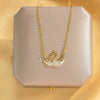 Women's Titanium Steel And Copper Double Swan Necklace With Geometric Pattern And Diamond Treatment