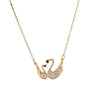 Women's Titanium Steel And Copper Double Swan Necklace With Geometric Pattern And Diamond Treatment
