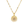Women's Titanium Steel And Copper Doublelayer Rotatable Sunflower Light Luxury Style Diamond Clavicle Necklace With Geometric Pattern And Cross Chain