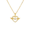 Women's Titanium Steel And Copper Fashionable Simple Smart Love Wings Geometric Pattern Cross Chain Necklace With Diamond Design
