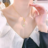 Women's Titanium Steel And Copper Fourleaf Clover Tassel Necklace With Letters Numbers Text Pattern Electroplated
