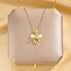 Women's Titanium Steel And Copper Geometric Bow Pendant Necklace With Real Gold Electroplated And Diamonds