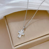 Women's Titanium Steel And Copper Geometric Pattern Cross Flower Light Luxury Fashion Trendy Clavicle Chain With Diamond Design