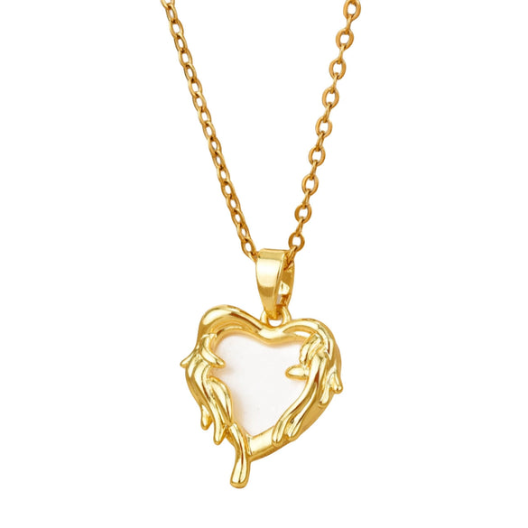 Women's Titanium Steel And Copper Geometric Pattern Threedimensional Love Pendant Necklace Set With Diamonds