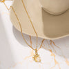 Women's Titanium Steel And Copper Geometric Pendant Necklace Set With Diamonds