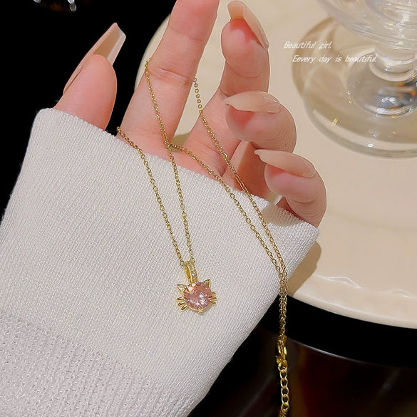 Women's Titanium Steel And Copper Gourd Geometric Pendant Necklace With Cross Chain Electroplating Simple Style