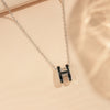 Women's Titanium Steel And Copper H Letter Pendant Necklace With Cross Chain And Electroplating Process