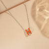 Women's Titanium Steel And Copper H Letter Pendant Necklace With Cross Chain And Electroplating Process