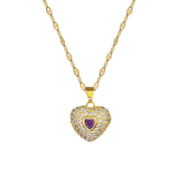 Women's Titanium Steel And Copper Love Heart Geometric Electroplated Necklace