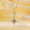 Women's Titanium Steel And Copper Necklace With Geometric And Heart Flower Bow Shapes Electroplated