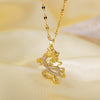 Women's Titanium Steel And Copper Necklace With Geometric And Heart Flower Bow Shapes Electroplated
