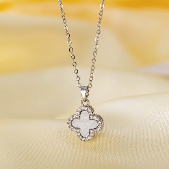 Women's Titanium Steel And Copper Necklace With Geometric And Heart Flower Bow Shapes Electroplated