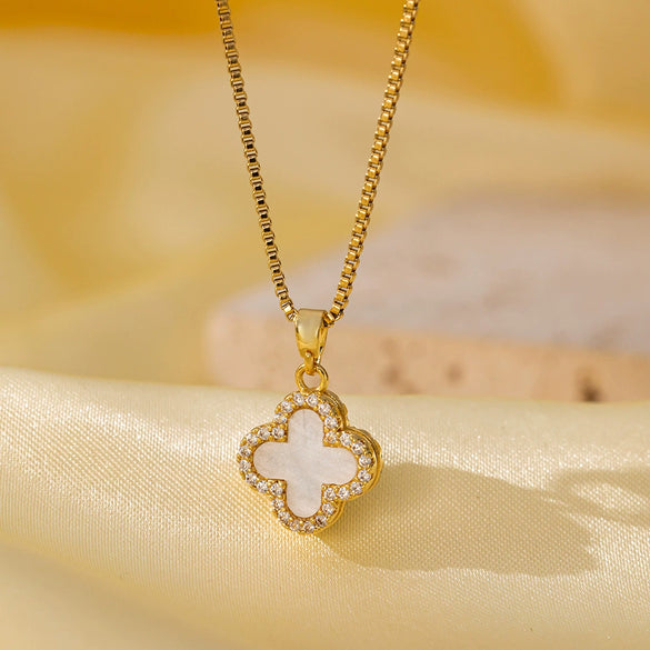 Women's Titanium Steel And Copper Necklace With Geometric And Heart Flower Bow Shapes Electroplated
