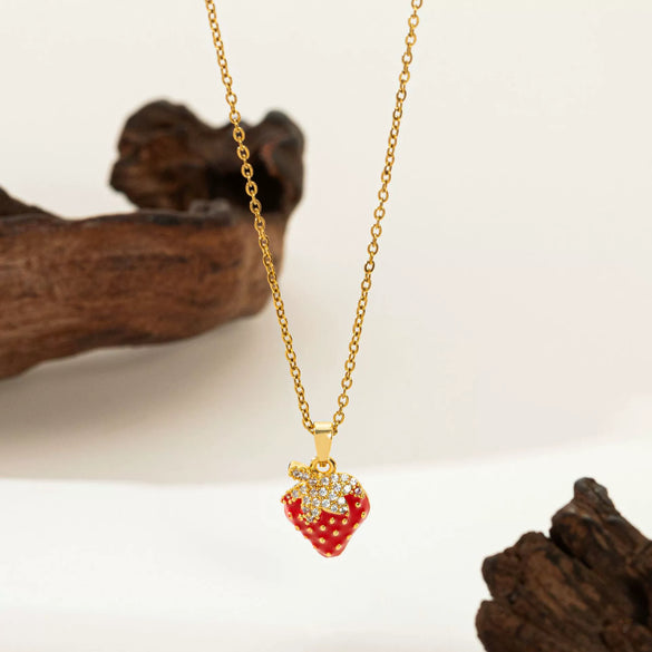 Women's Titanium Steel And Copper Necklace With Geometric And Heart Flower Bow Shapes Electroplated