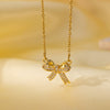 Women's Titanium Steel And Copper Necklace With Geometric And Heart Flower Bow Shapes Electroplated