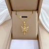 Women's Titanium Steel And Copper Necklace With Geometric Design And Diamond Microinlay