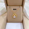 Women's Titanium Steel And Copper Necklace With Geometric Design And Diamond Microinlay