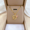 Women's Titanium Steel And Copper Necklace With Geometric Design And Diamond Microinlay