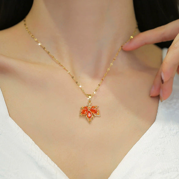 Women's Titanium Steel And Copper Necklace With Geometric Pattern And Electroplating Design