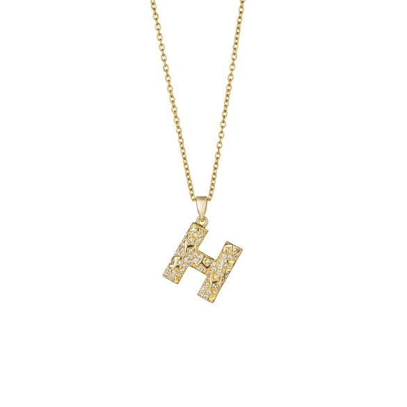 Women's Titanium Steel And Copper Necklace With H Letter Pendant Electroplated Trendy Fine Jewelry