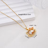 Women's Titanium Steel And Copper Necklace With 18K Gold Plated Ktm Cat Cartoon Pendant And Mixed Gemstone Inlay Electroplated O Chain Style