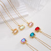 Women's Titanium Steel And Copper Necklace With 18K Gold Plated Ktm Cat Cartoon Pendant And Mixed Gemstone Inlay Electroplated O Chain Style