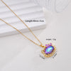 Women's Titanium Steel And Copper Necklace With 18K Gold Plated Ktm Cat Cartoon Pendant And Mixed Gemstone Inlay Electroplated O Chain Style