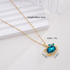 Women's Titanium Steel And Copper Necklace With 18K Gold Plated Ktm Cat Cartoon Pendant And Mixed Gemstone Inlay Electroplated O Chain Style