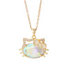 Women's Titanium Steel And Copper Necklace With 18K Gold Plated Ktm Cat Cartoon Pendant And Mixed Gemstone Inlay Electroplated O Chain Style