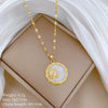 Women's Titanium Steel And Copper Necklace With Planet Starry Sky Geometric Pattern And Diamond Microinlay Design