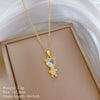 Women's Titanium Steel And Copper Necklace With Planet Starry Sky Geometric Pattern And Diamond Microinlay Design