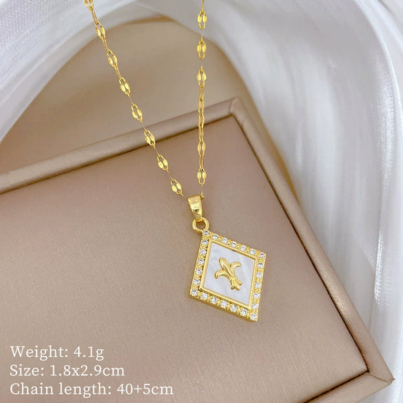 Women's Titanium Steel And Copper Necklace With Planet Starry Sky Geometric Pattern And Diamond Microinlay Design