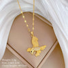 Women's Titanium Steel And Copper Necklace With Planet Starry Sky Geometric Pattern And Diamond Microinlay Design